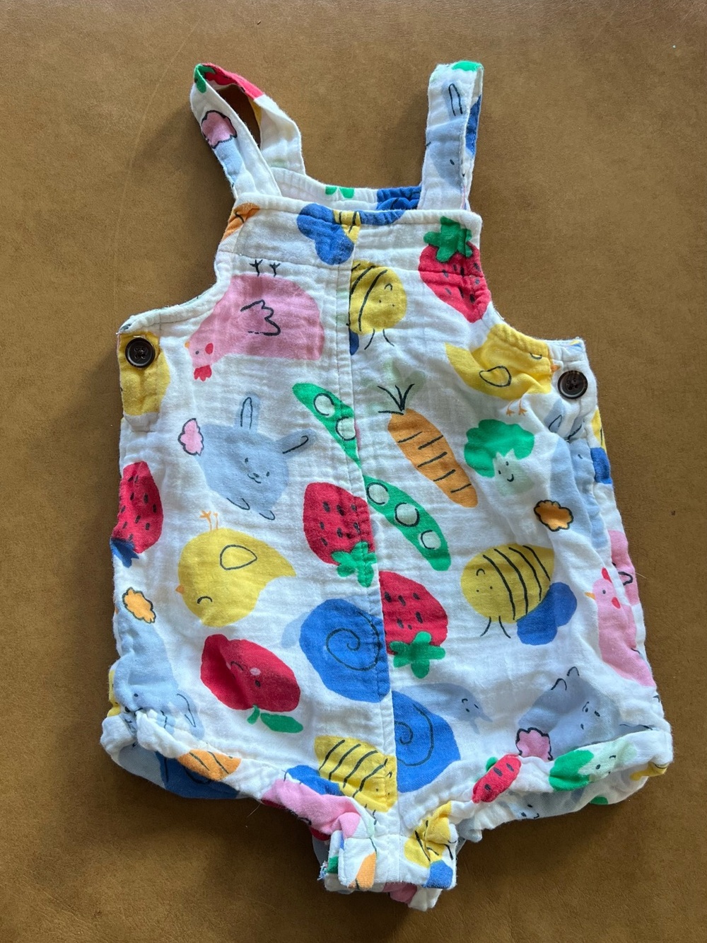 Baby Romper with Multicolor Fruit & Animal Prints